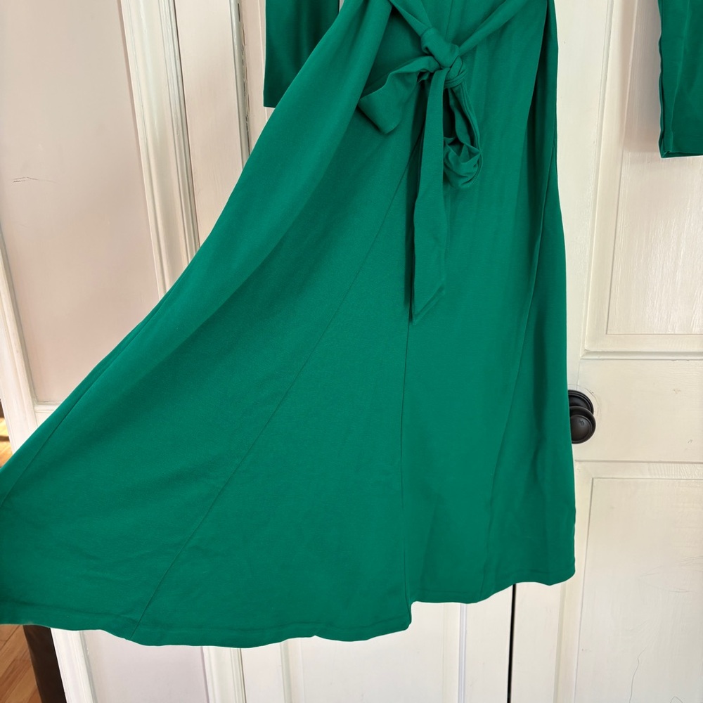 Boden Emilie Solid Green Jersey Knit Long Sleeve Midi Dress Tie Waist Size 6 NWT - Picture 5 of 11